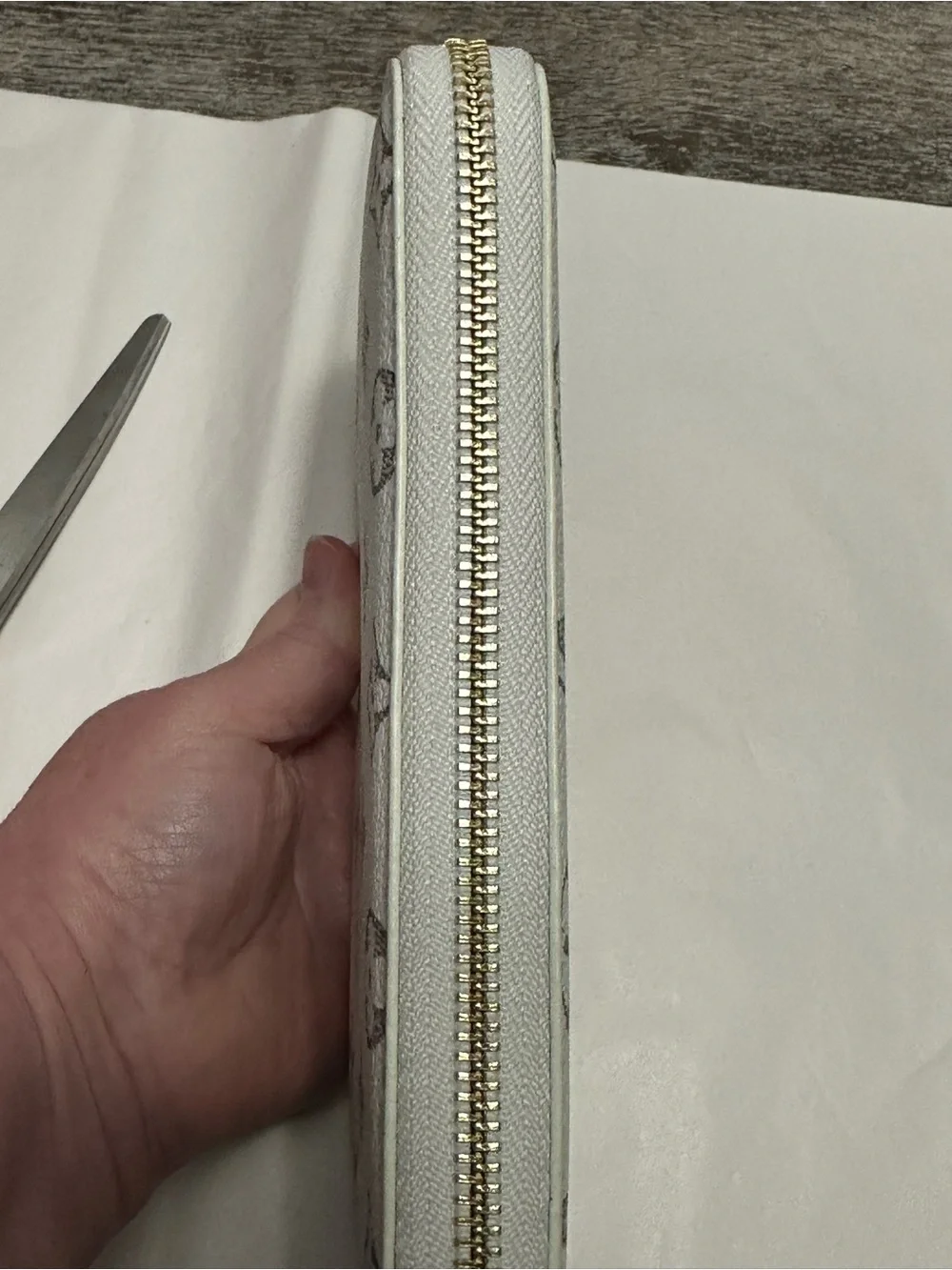 Inspired White and Gray Monogram Zip Wallet